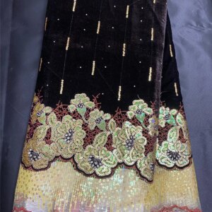 Wholesale Fashion African Velvet Lace Fabric 2024 High Quality Women Party Sequin Embroidery Nigerian Lace Material 5yard A439-1