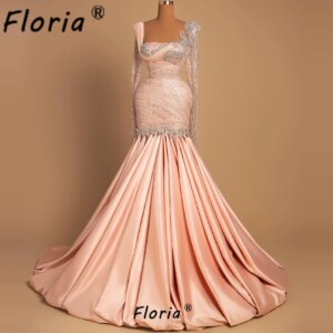 Luxury Dubai Woman Mermaid Wedding Dress Crystal Sequin Formal Occasion Evening Dresses Vestidos de noche Customized Long Sleeve