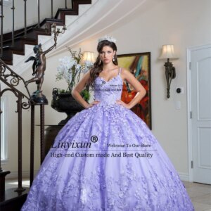 Ball Gown Quinceanera Dresses Butterfly Flowers Corset Sweet 16 Dress With Cape Customized Spaghetti Strap Vestidos De 15 Años