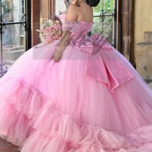 Cinderella Princess 15th Girl Quinceanera Dresses Cap Sleeve Crsytal Tiered Tulle Ruffle Edge Wedding Party Dress Prom Sweet 16