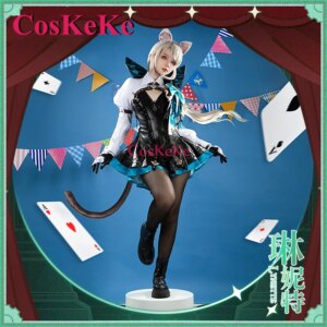 【Customized】CosKeKe Lynette Cosplay Game Genshin Impact Costume Fashion Sweet Combat Uniform Halloween Party Role Play Clothing