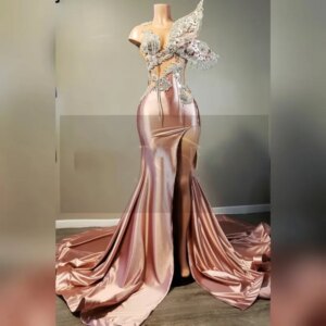 Designer Prom Dresses 2025 Crystal Tassel Mermaid Black Girl Party Dress Satin Vestidos De Graduación Customized