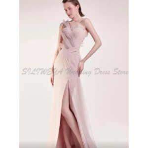Elegant Evening Dress Women One Shoulder Vent Mermaid Sleeveless Special Event Custome High Quality Floor Length Celebrity Gowns