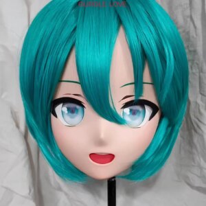(GLA04039)Customize Character Resin Half Head Japanese Animego Cosplay Crossdressing Doll Anime Kigurumi Mask With Eyes And Wig
