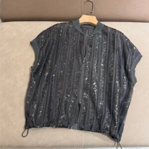 2025 Spring Summer Women’s Cardigan Jacket Exquisite Sequin Zip-Up Casual Top