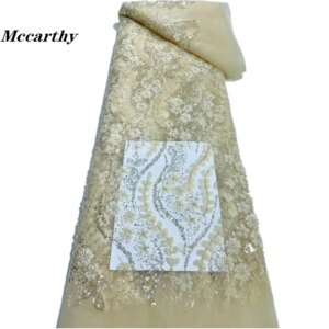 Latest African 2024 High Quality Mesh Embroidery 3D Beads Flower Tulle Nigerian Lace Fabrics For Bridal Material sewing FS90 TY