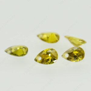 Brilliant Single Hole AAAAA Pear Cut Olive Green Loose Cubic Zirconia cz Stone For Jewelry Making 4×6~15x20mm High Quality