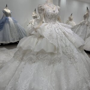 Customized Dubai High-end Ivory Luxury Sexy Wedding Dress Long Sleeves Diamond Beading Bridal Gown Custom Made XS005