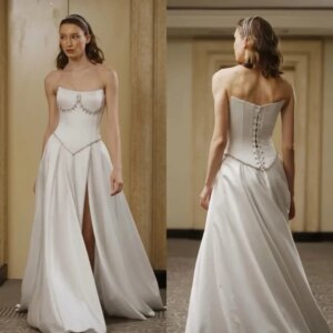 Customized Exquisite Jersey Sequined Ruched Rhinestone A-line Strapless Long Dresses Prom Dresses Classic Modern Style Simple El