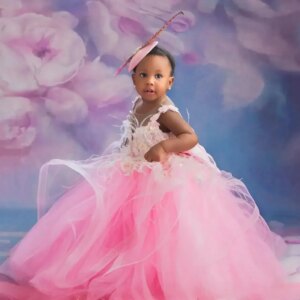 Pink Flower Girl Dresses Sleeveless Organza Ball Gown Vestido De Novia Kids Exquisite Floral Appliques Party Pageant Dress