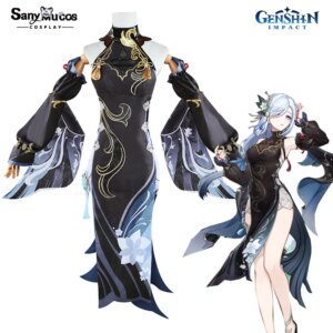 IN STOCK SanyMuCos Frostflower Dew ShenheCospaly Genshin Impact Frostflower Dew ShenheDress Cospaly Outfit Comic-con Birthday