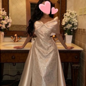 Elegant Bow Shawl Off Shoulder Ball Dress Beaded Sparkling Mermaid Party Evening Dress Custom Ball Dress