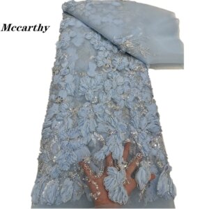 Handmade 3D Embroidery Net Lace for Women, Light Fabric, Luxury Garden Enthusiasm, Unique New Fashion Design, Wedding Dress