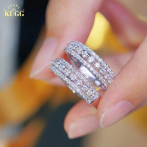 KUGG 100% 18K White Gold Rings Romantic Lace Style 0.50carat Real Natural Diamond Engagement Ring for Women High Wedding Jewelry