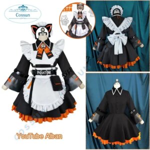 Game Vtuber YouTube Nijisanji Alban Cosplay Costume Halloween Party Outfit Women Maid Dress Suit Lovely Uniform