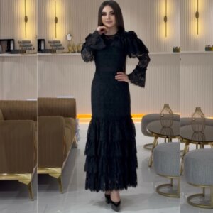 Customized Lace Pleat Evening Mermaid O-Neck Bespoke Occasion Gown Midi Dresses
