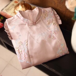 High Quality |New Chinese Retro Stand-up Collar Jacquard Tree Fungus-like Lacework Women Dress Modified Female Cheongsam