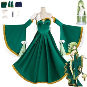 Anime CODE GEASS Lelouch of The Rebellion CC Cosplay Costume Green Evening Dress Wig Woman Sexy Carnival Christmas Suit