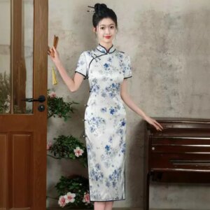 High Quality High-End Real Silk Cheongsam Qipao 2024 New Summer Women’s Improved Chinese Style Dress Young