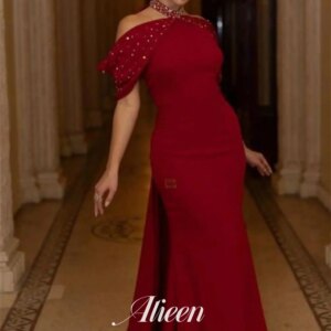 Aileen Round Neck Customized Off the Shoulders Red Wedding Dresses for Special Occasions Elegant Evening Dress Woman Ball Gowns
