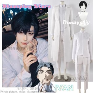 Ivan Alien Stage Round6 Cosplay Costume Wig Coat+Undercoat+Pants+Waistband+Chain Anime Role Playing Halloween Carnival Outfit