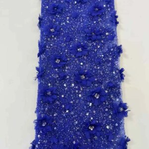 Luxury Handmade Sequins Beads Lace Fabric With Heavy 3D Embroidery Flower Fabric Fashion French Tulle Mesh Lace Fabric For Dress