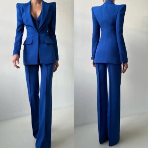 Business Women Suits 3 Pieces Slim Fit Peak Lapel Blazer+Vest+Pants Customized Office Lady Wear Formal Celebrity Outfit