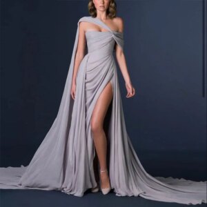 Gorgeous Evening Party Dresses One Shoulder A Line Floor Length Sleeveless High quality Fashion Designer Women Banquet Prom Gown