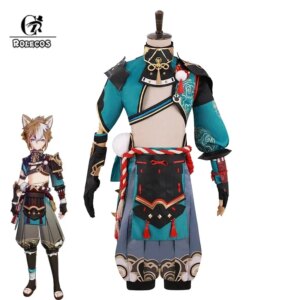 Rolecos game Genshin impact gorcosplay costume men combat uniform Fox Boy costume Halloween women cosplay costume full set