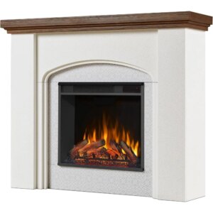 49″Electric Fireplace with Mantel for Living Room or Bedroom,Replaceable Fireplace Insert Heater,Realistic Log and Flame Effect