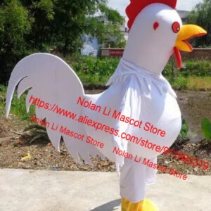 Hot Sale Adult Size Yellow Black Red White Rooster Mascot Costume Cosplay Cartoon Anime Masquerade Birthday Party Gift 1008