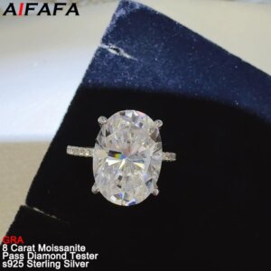 8 Carat D Color Oval Moissanite Women Rings Sparkling s925 Silver Lab Diamond Moissanita Gemstone Wedding Ring Fine Jewelry GRA
