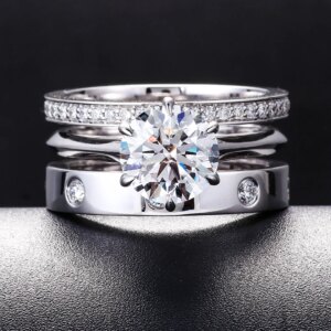Provence custom engagement ring set for women 14K/18K white gold wedding rings 2CT lab diamond bride ring set IGI certificate