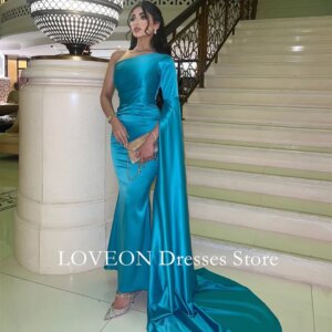 One- Shoulder Simple Formal Evening Dresses Pleat Full Sleeves فساتين سهرة Customized Elegant Prom Growns Party Women