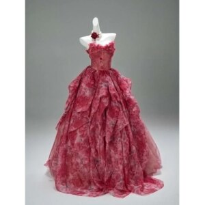 Cross Queen That’s Red New Product Big Skirt Art Exam Vocal Birthday One Shoulder Adult Dress