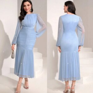 Customized Sparkle Exquisite Chiffon Pleat Christmas Mermaid Scoop Neck Bespoke Occasion Gown Midi Dresses