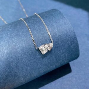 18K real gold Natural Diamond Pendant GIA Diamond 0.5CT Emerald Heart patchwork necklace Lab Grow Diamond Custom birthday gift
