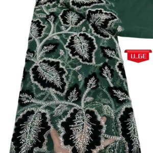 2025Latest Best Quality Luxurious Embroidery Soft Mesh Velvet Lace With Stones fabric For Party Evening Dresses U_Ge2136