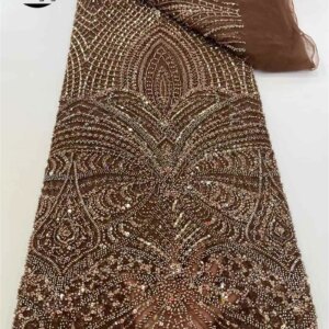 African Sequins Embroidery Lace Fabric French Fabric 2025 High Quality Sequence Beads French Mesh Sequence For Sewing 5 Yards