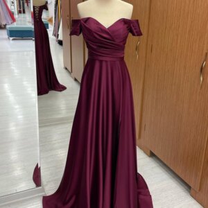 Elegant Satin Women Evening Dress Off The Shoulder Pleat Backless Party Dresses for Prom A-Line Wedding Party Dress