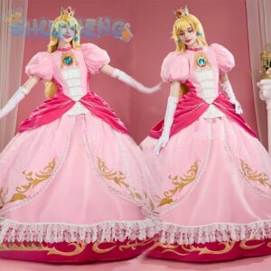 Princess Peach Cosplay Princess Peach Toadstool Costume Pink Princess Dress Wig Accessories Party Christmas High Quality Uniform