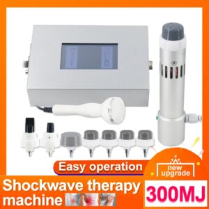 300MJ Shockwave Therapy Machine With 7 Heads Muscle Massage Pain Relief ED Treatment 2 in 1 Ultrasonic Physiotherapy Instrument