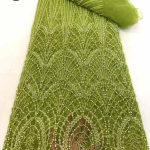 Nigerian Beaded Sequin Lace Fabric 2025 High Quality French Luxury Lace African Beaded Tulle Fabric Women’s Wedding Dress Sewing