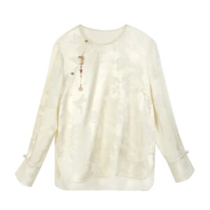 High Quality Women’s Spring New Silk Chinese Jacquard Pattern Top