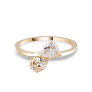 Provence 10K/14K/18K Moissanite Statement Rings for Women Old Europe Cut Pear Cut With GRA Certificarte Champagne Promise Rings