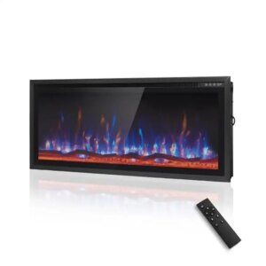 42″ Electric Fireplace Wall Mount/Recessed 42 Inch Remote Control Touch Screen 1500/750W Timer Adjustable 3D Visual Effects 7