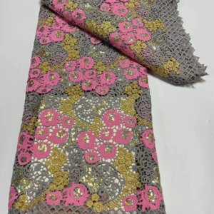 2024 Latest French Blue PInk Tulle Lace Fabric High Quality African Net Lace Fabrics Luxury Sequins For Evening Dresses