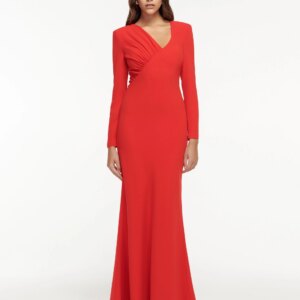 CustomizedTemperament Jersey Mermaid Evening Dress V-Neck Long Sleeves Floor Length Sweep Train Zipper Back فساتين سهره نسائيه ف