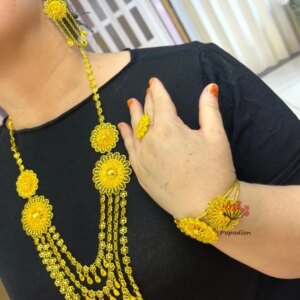 New Dubai 24K Gold Plated Necklace Earrings Rings Bracelets for Women’s Wedding Party Jewelry Set  DD10518
