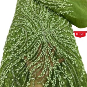 2025Latest Elegant Superior Quality Luxurious Soft mesh Lace With Lots Beads fabric For Wedding Evening Dress U_Ge5192